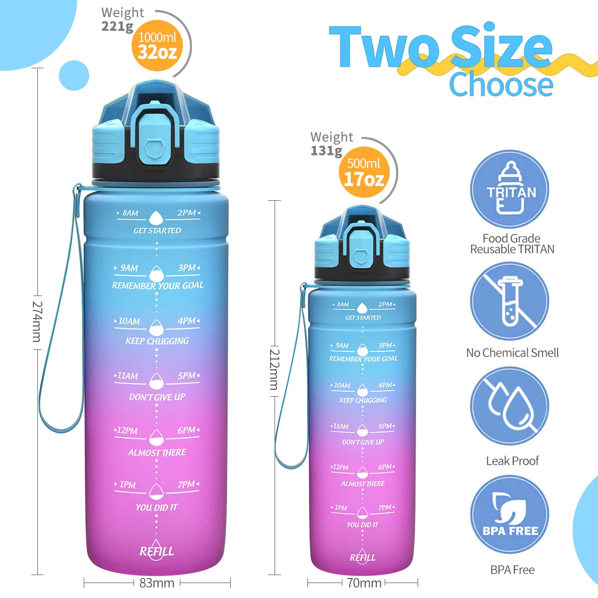 BPA-Free Sports Water Bottle 500-1000ml – Portable and Leak-Proof! 💧🚶‍♂️