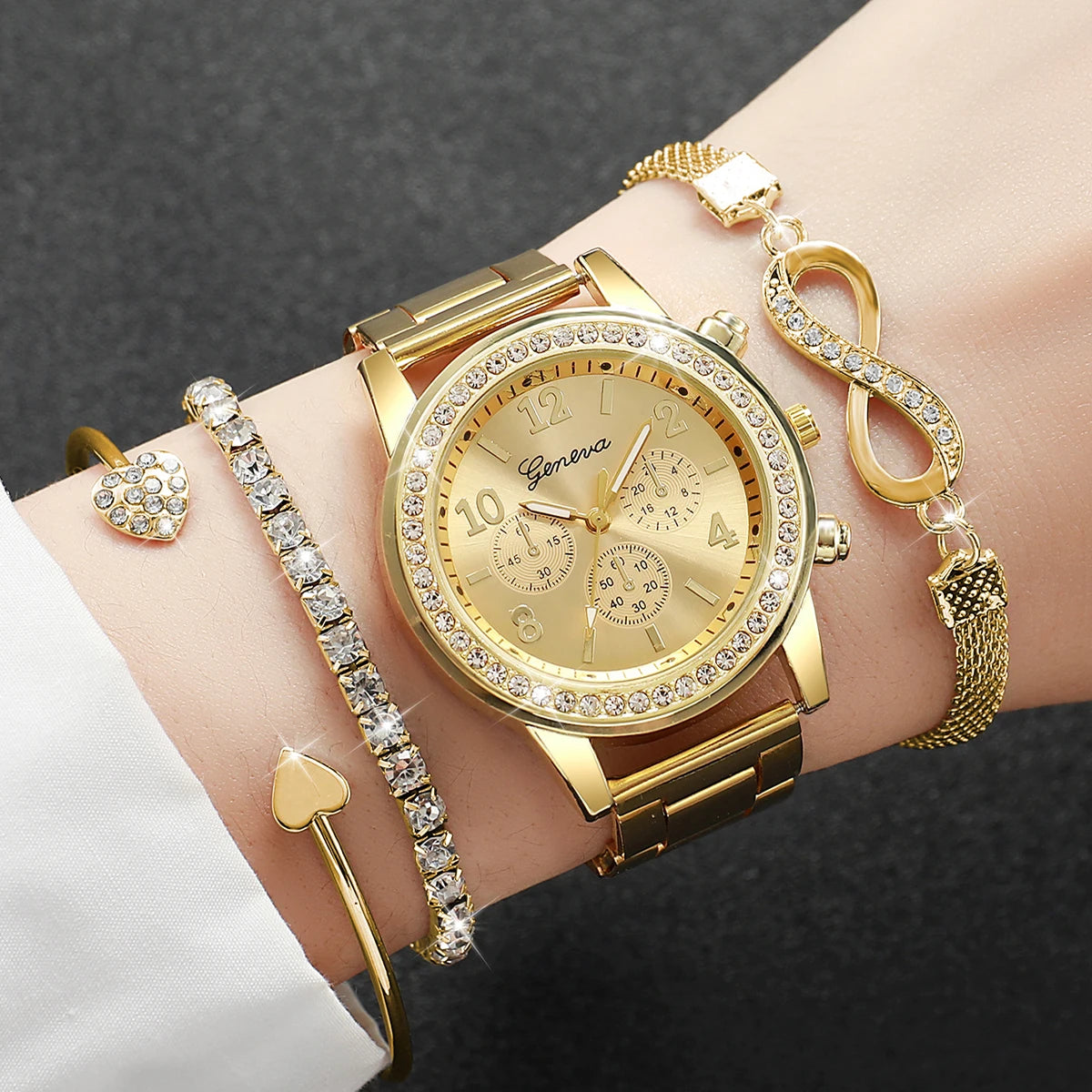 Luxury Watch and Bracelet Set – Sophistication and Shine in Every Detail ✨