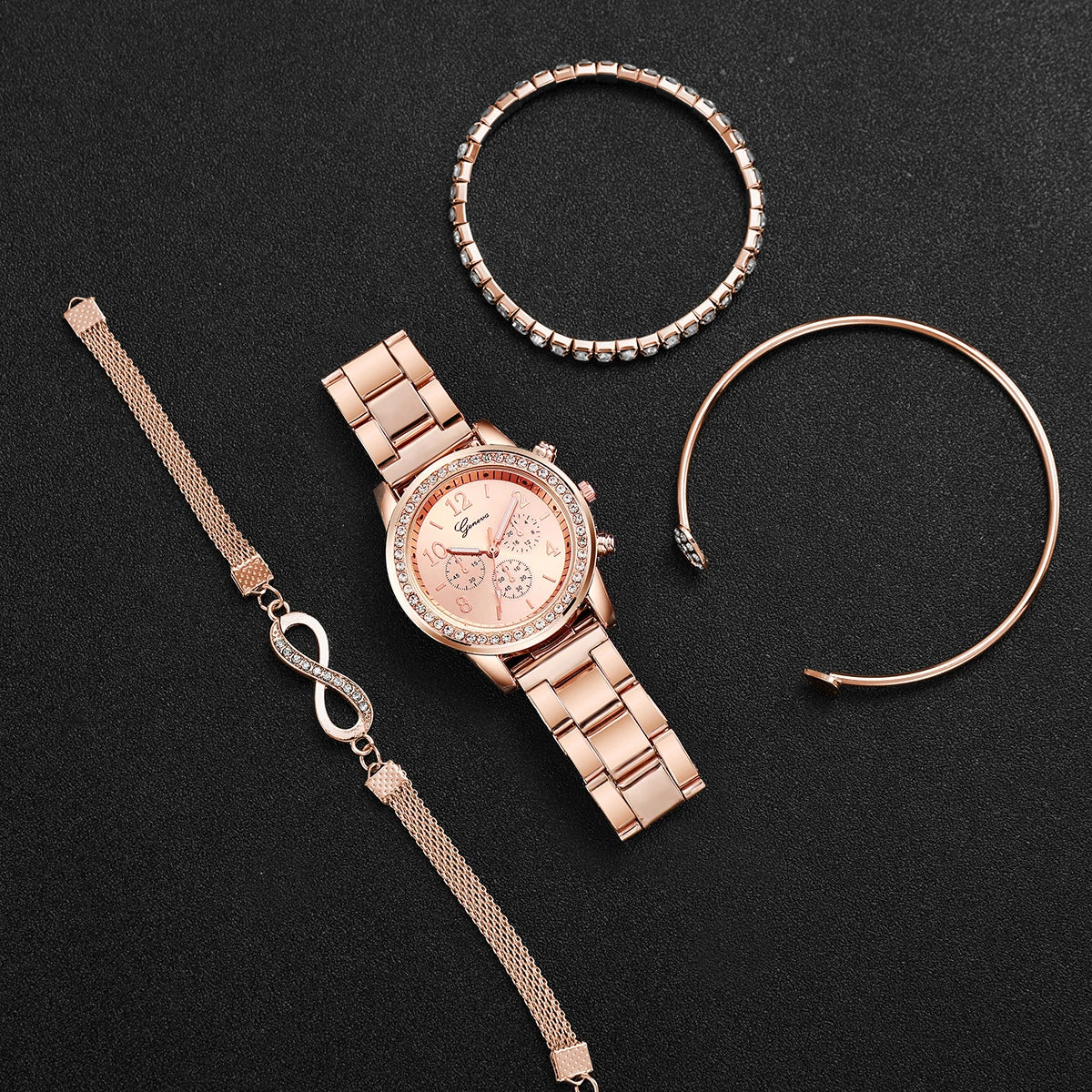 Luxury Watch and Bracelet Set – Sophistication and Shine in Every Detail ✨